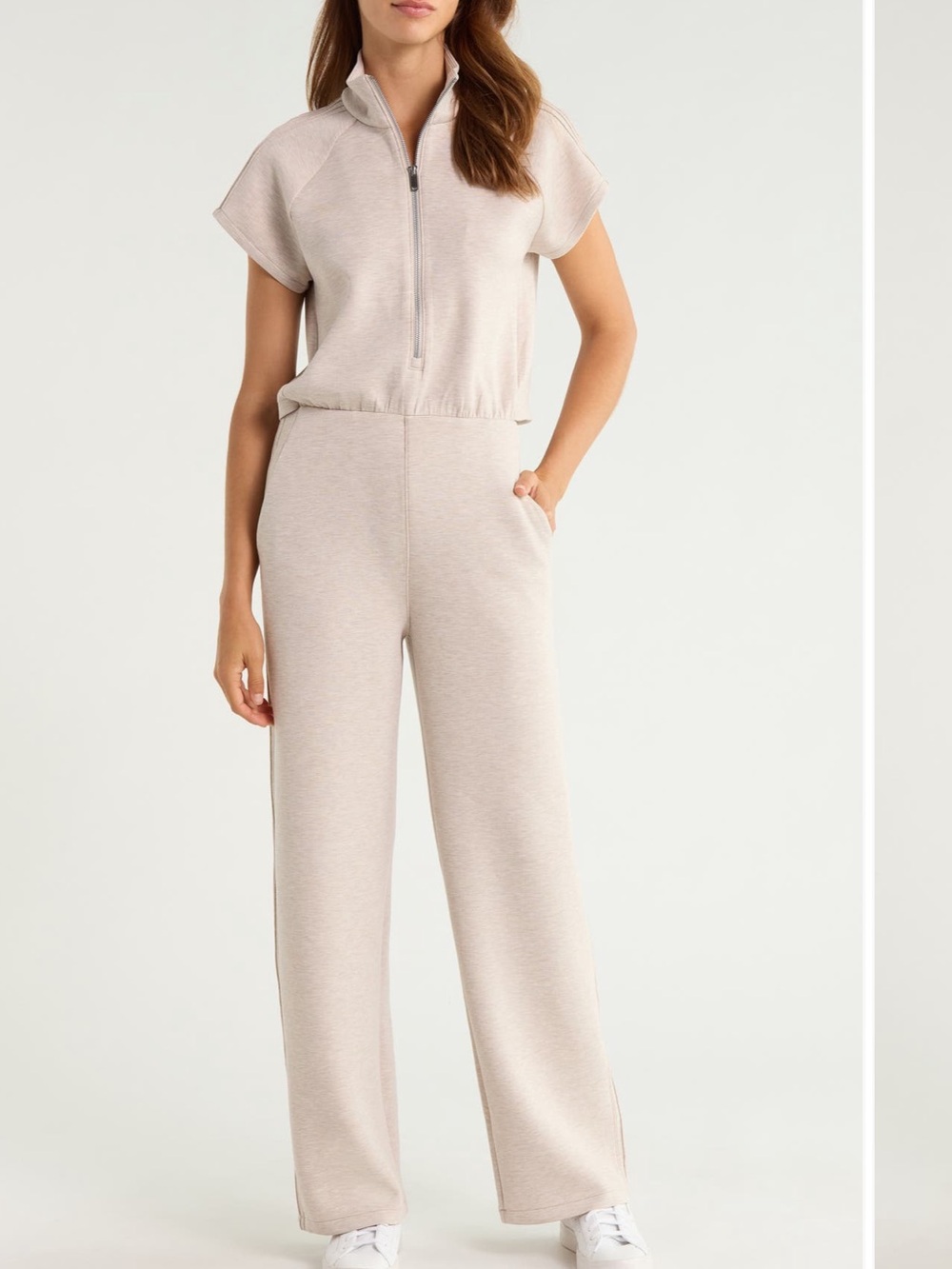 Spanx Air Essentials Pintuck Jumpsuit in Bone
